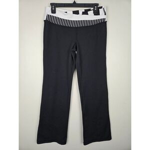 Lululemon Align Pant Black White Stripe Fold Over Waist Flare Yoga Athleisure 10